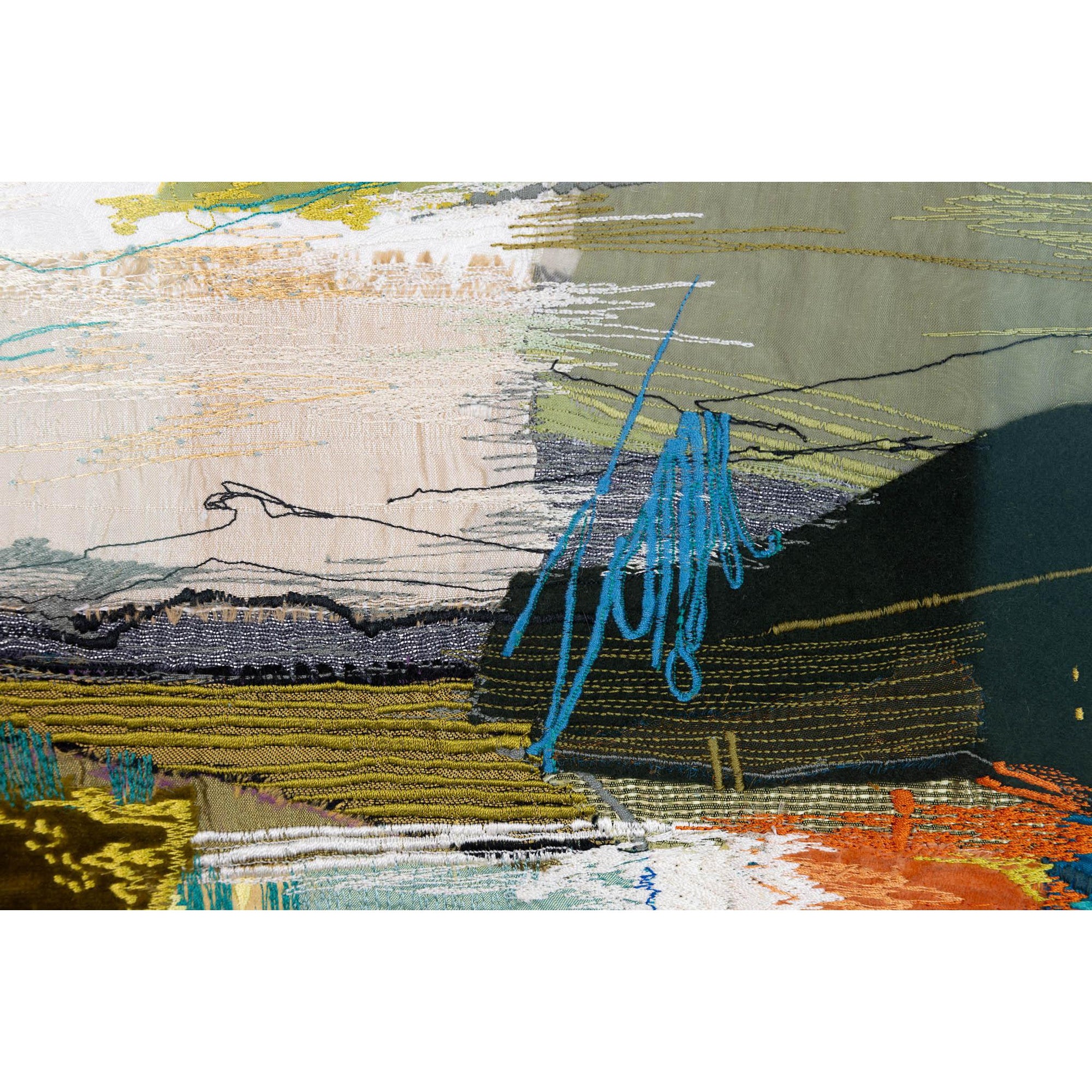 'St Ives to Carbis' dynamic stitched textiles by Sarah Pooley, available at Padstow Gallery, Cornwall