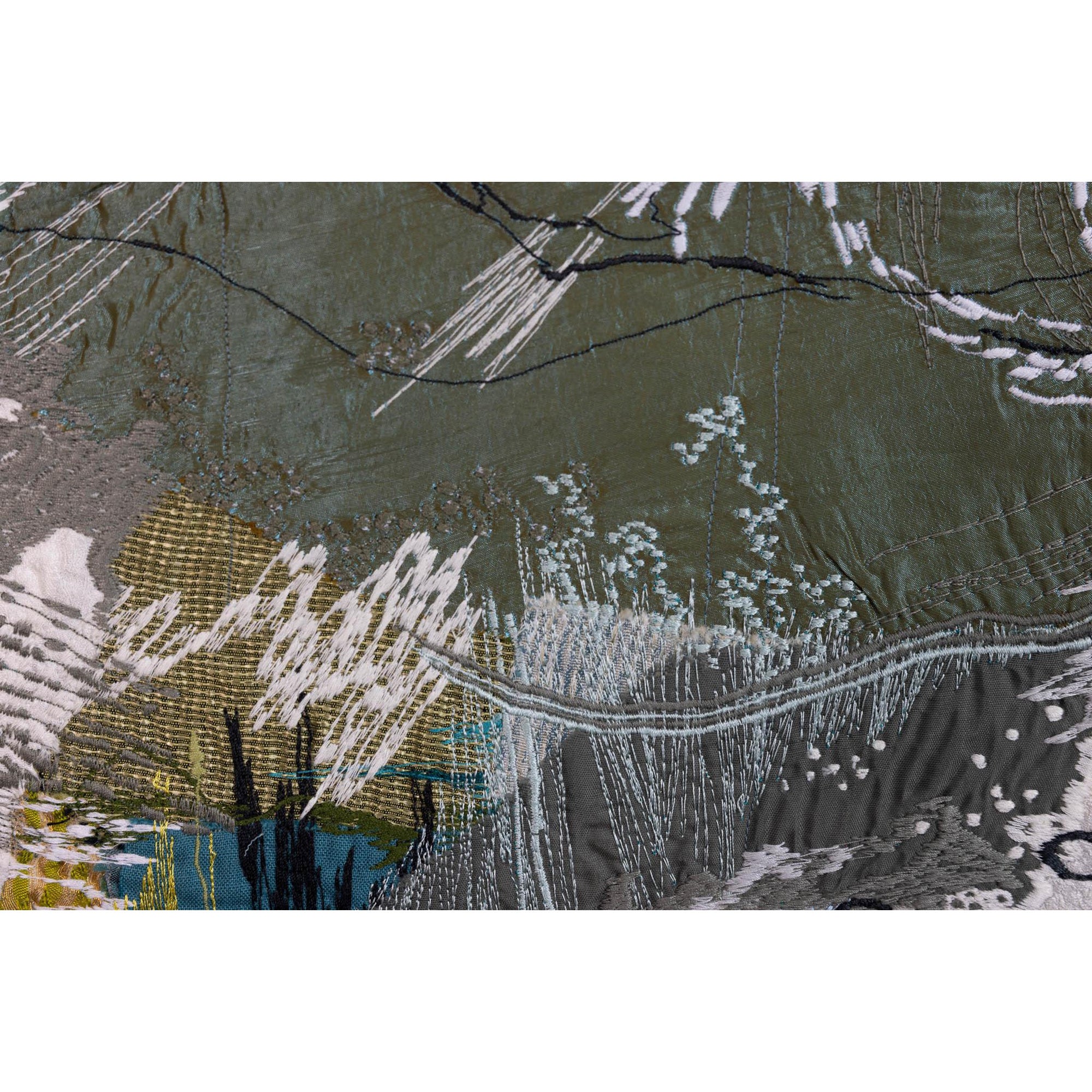'Estuary' dynamic stitched textiles by Sarah Pooley, available at Padstow Gallery, Cornwall
