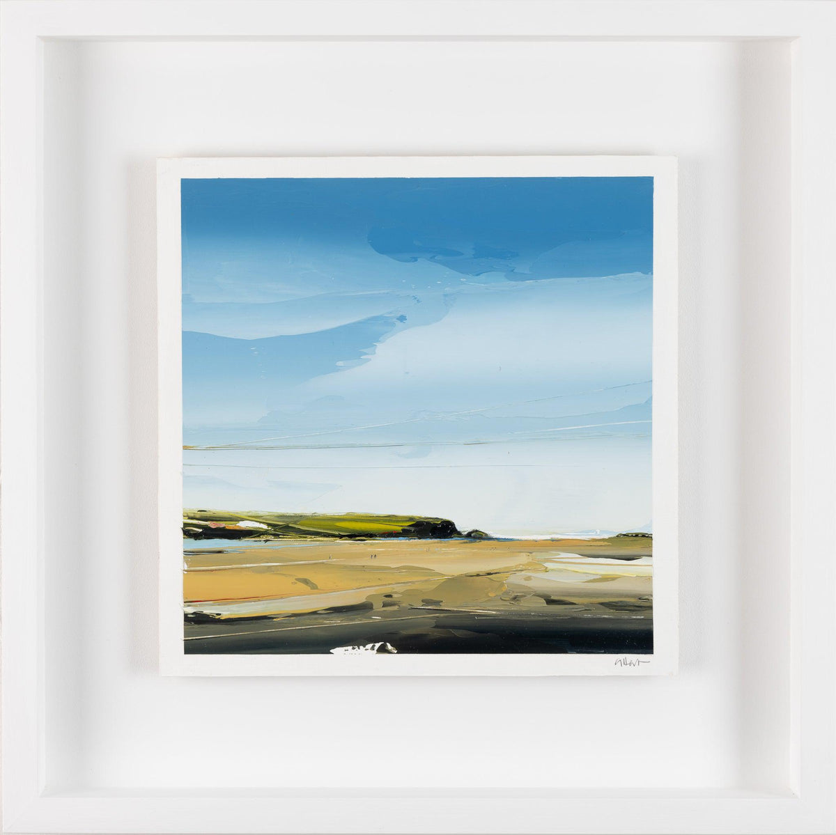 &#39;Golden Sand at Daymer&#39; oil framed original by Georgia Hart, available at Padstow Gallery, Cornwall