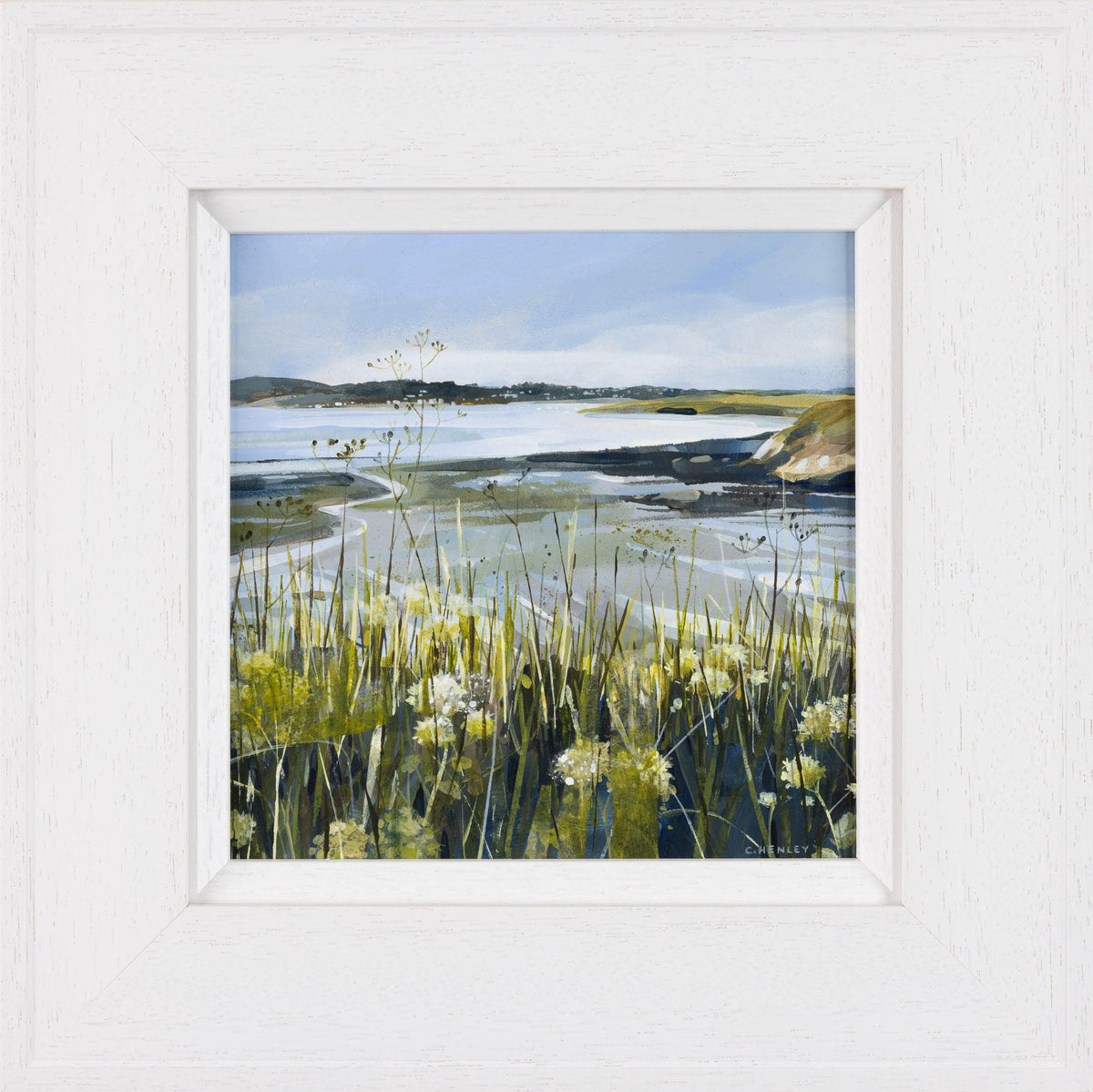 &#39;Looking Upstream, Camel Estuary&#39; a mixed media original by Claire Henley, available at Padstow Gallery, Cornwall
