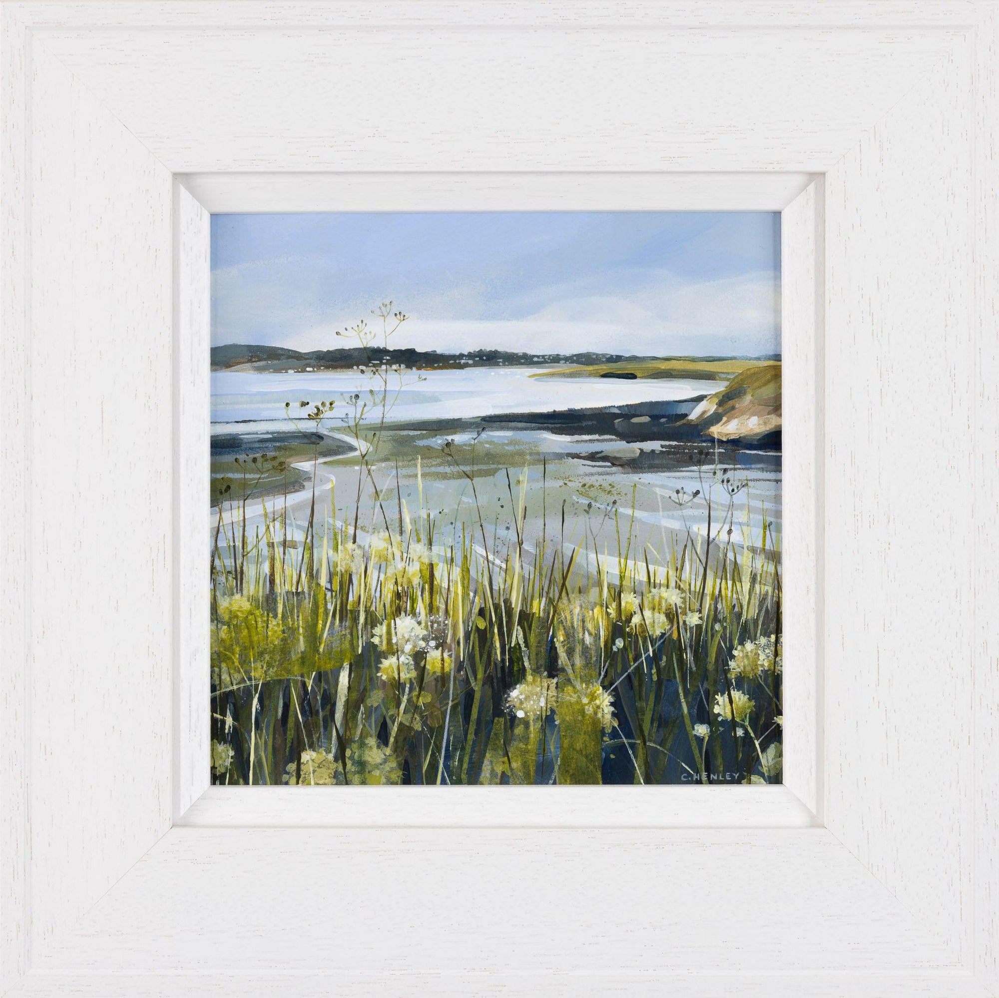 'Looking Upstream, Camel Estuary' a mixed media original by Claire Henley, available at Padstow Gallery, Cornwall