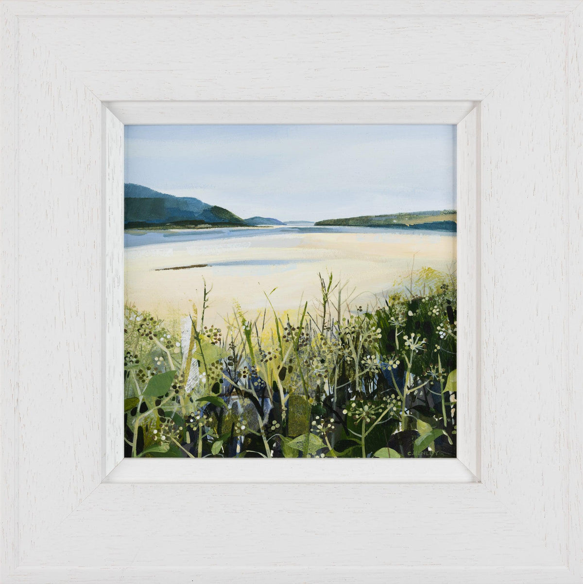 &#39;Looking Upstream, Camel Estuary&#39; a mixed media original by Claire Henley, available at Padstow Gallery, Cornwall