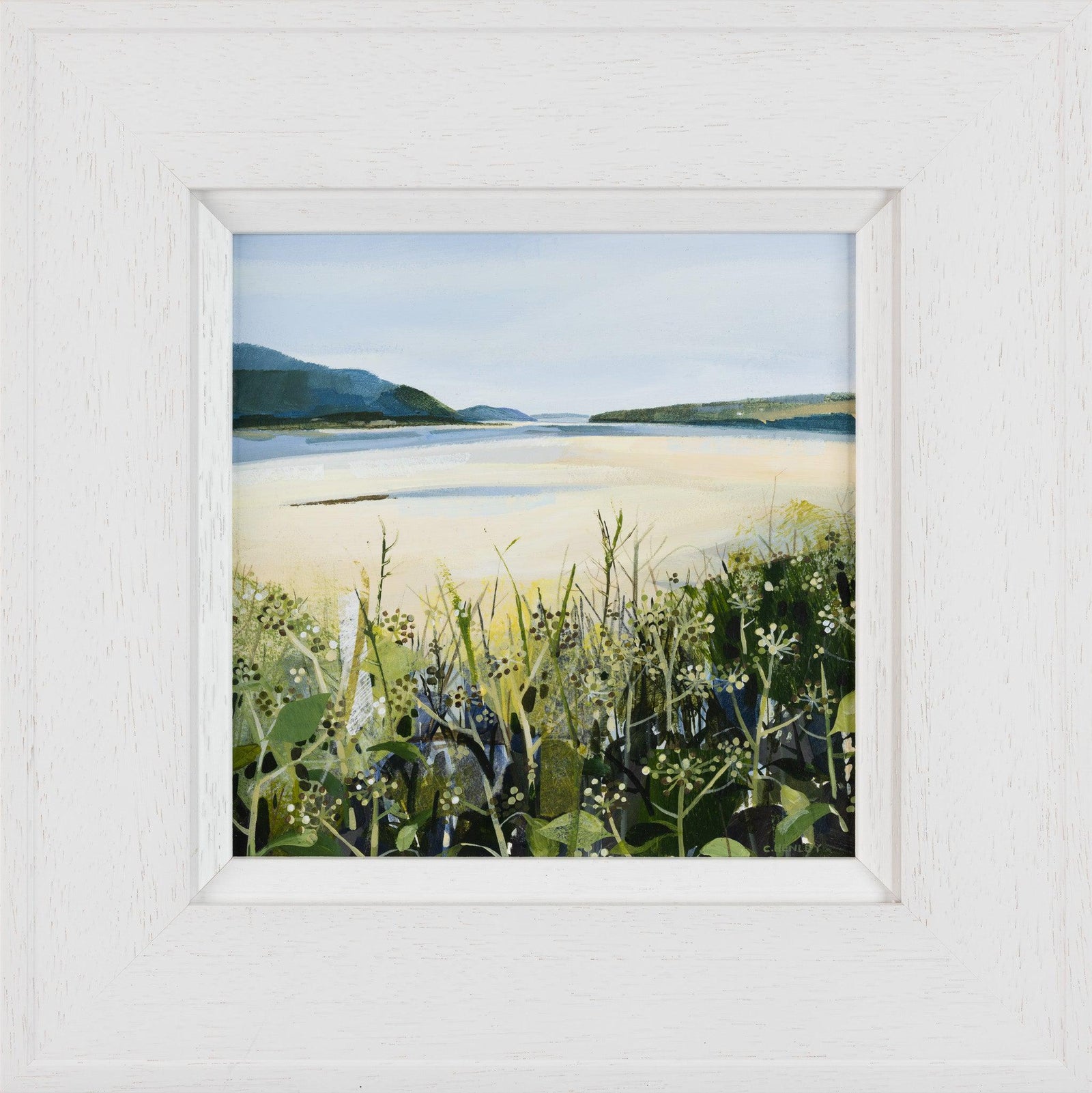 'Looking Upstream, Camel Estuary' a mixed media original by Claire Henley, available at Padstow Gallery, Cornwall