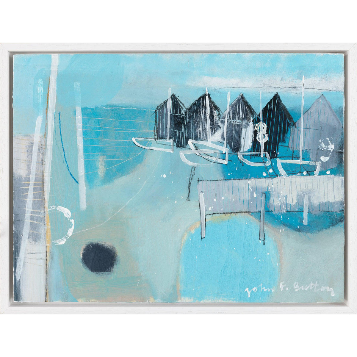 &#39;Feeling blue&#39; mixed media on board by John Button, available at Padstow Gallery, Cornwall