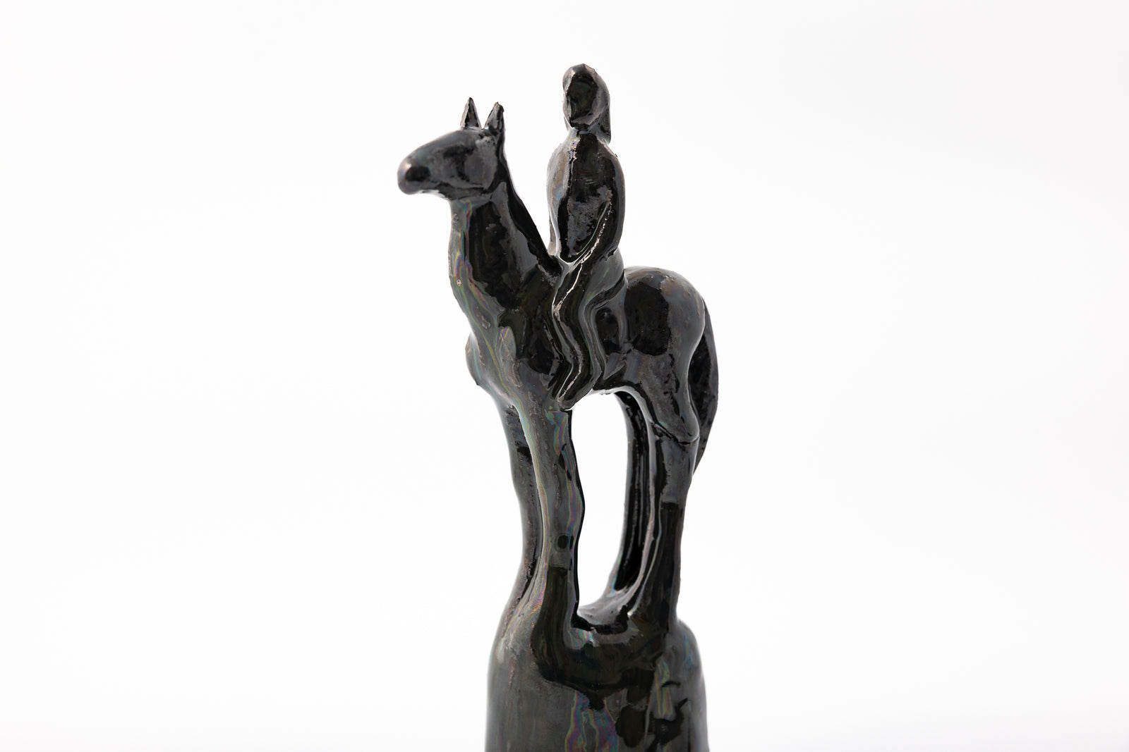 SH79 H glazed terracotta horse and rider by Sophie Howard available at Padstow Gallery Cornwall