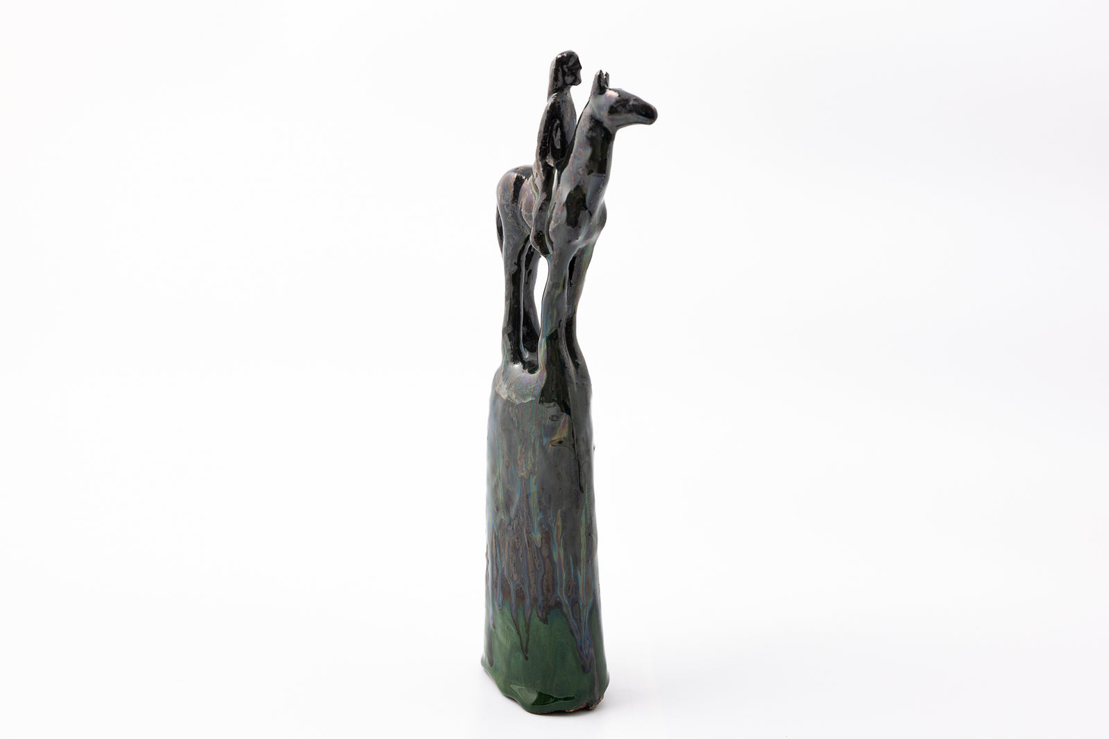 SH79 H glazed terracotta horse and rider by Sophie Howard available at Padstow Gallery Cornwall