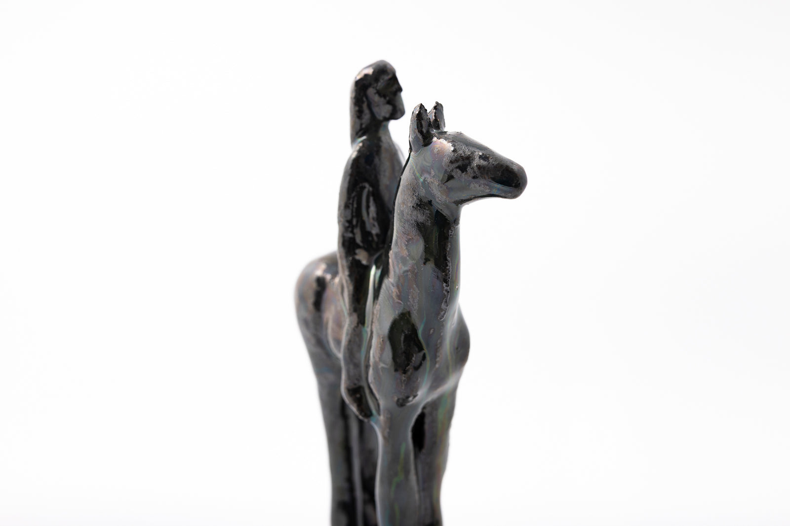 SH79 H glazed terracotta horse and rider by Sophie Howard available at Padstow Gallery Cornwall