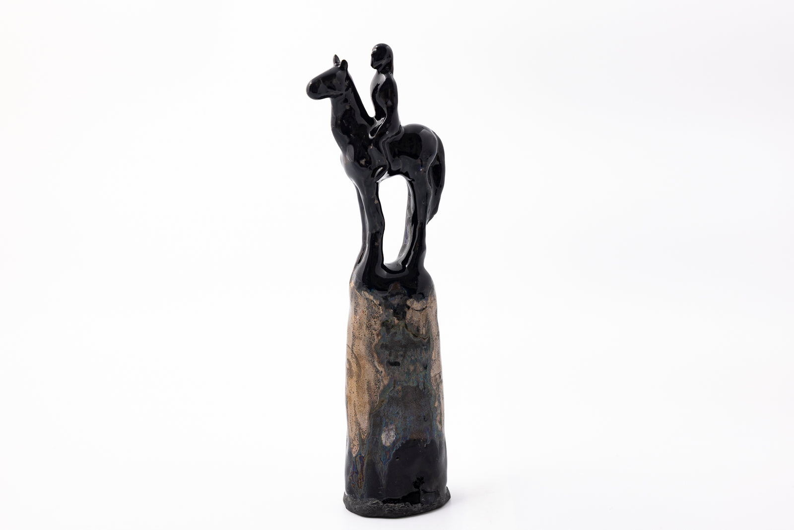 SH77 H glazed terracotta horse and rider by Sophie Howard available at Padstow Gallery Cornwall