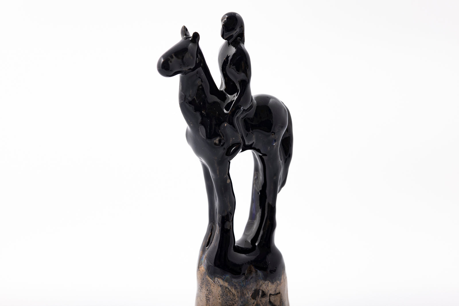 SH77 H glazed terracotta horse and rider by Sophie Howard available at Padstow Gallery Cornwall
