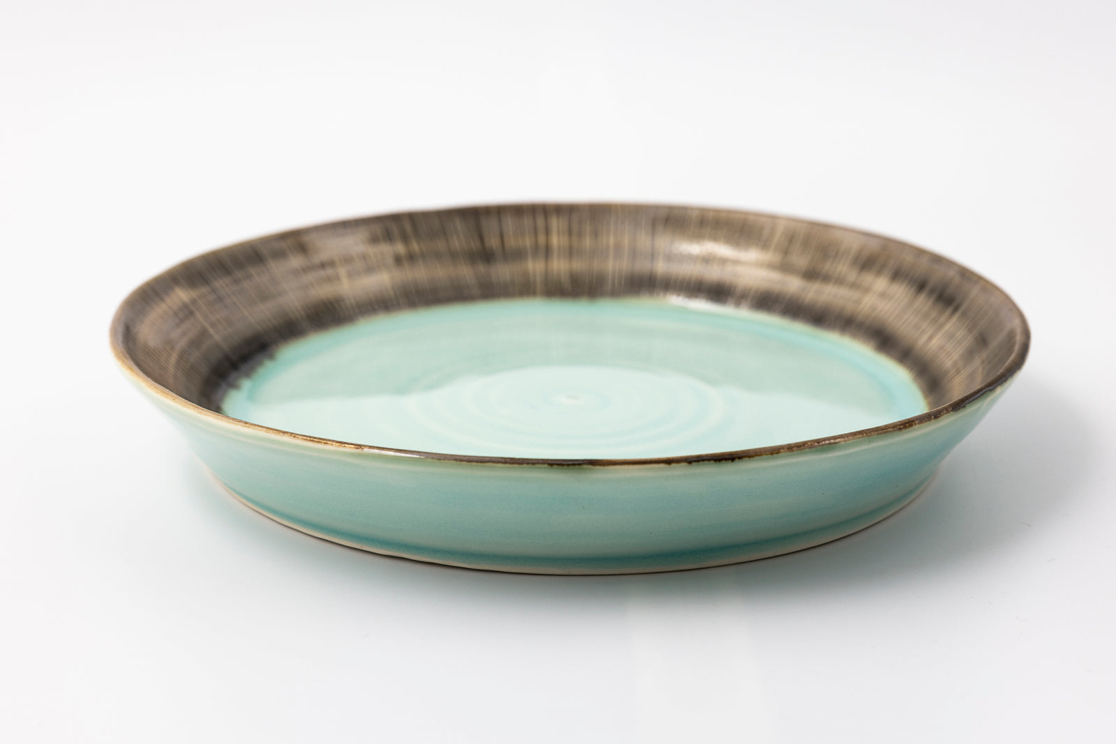 EL04 Sea Green Sgraffito Plate by Elke Lucas available at Padstow Gallery Cornwall