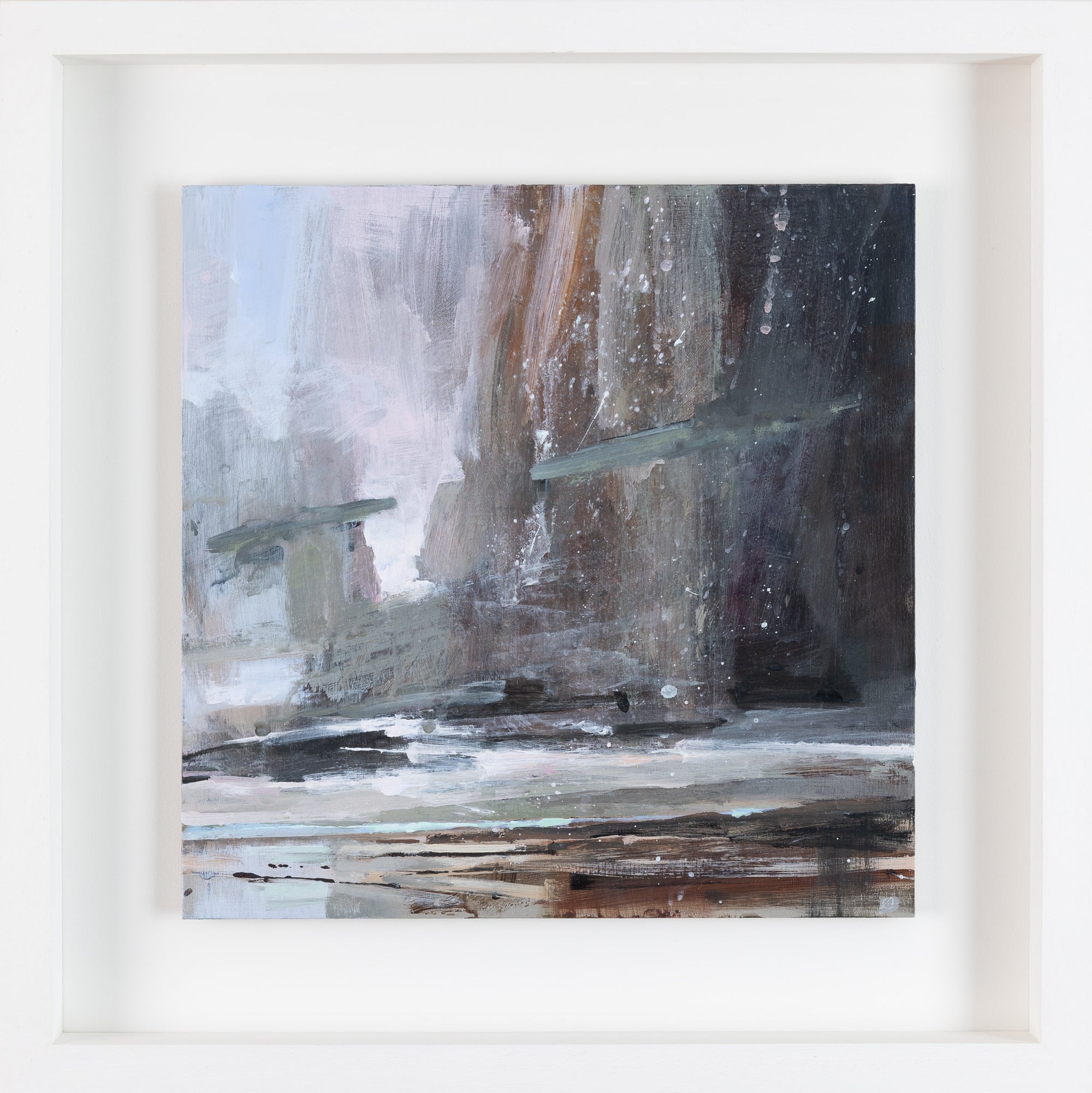 'Rain at Polzeath' acrylic original by Andrew Jago, available at Padstow Gallery, Cornwall