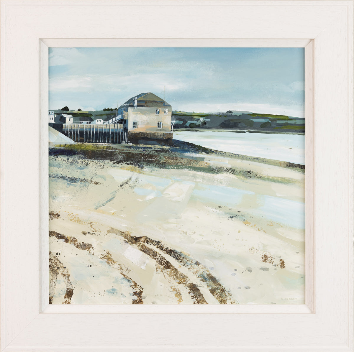&#39;The Beach at Rock&#39; a mixed media original by Claire Henley, available at Padstow Gallery, Cornwall