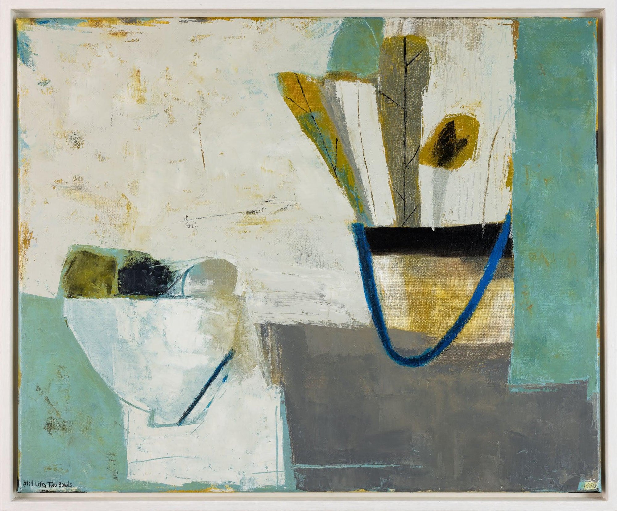 Still Life, Two Bowls oil on linen by Ann Armitage available at Padstow Gallery, Cornwall
