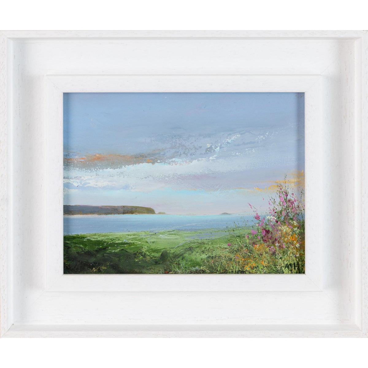 Across the fields to Daymer Bay&#39; oil on board original by Amanda Hoskin, available at Padstow Gallery, Cornwall