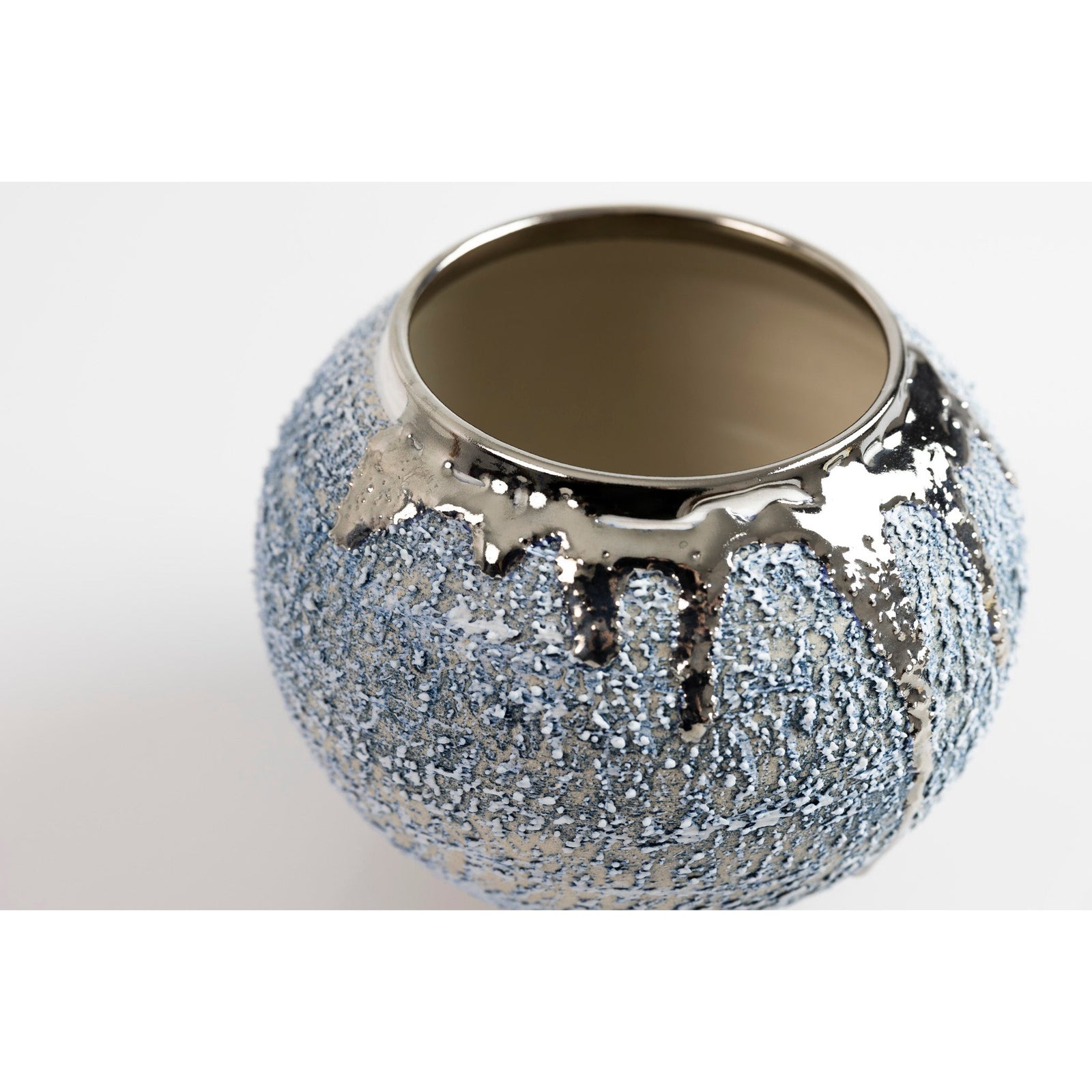 Textured moon jar with platinum lustre, by Alex McCarthy, available from Padstow Gallery, Cornwall