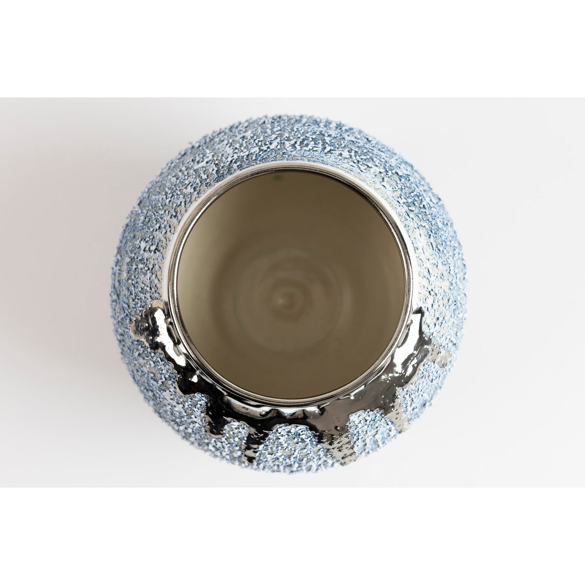 Textured moon jar with platinum lustre, by Alex McCarthy, available from Padstow Gallery, Cornwall