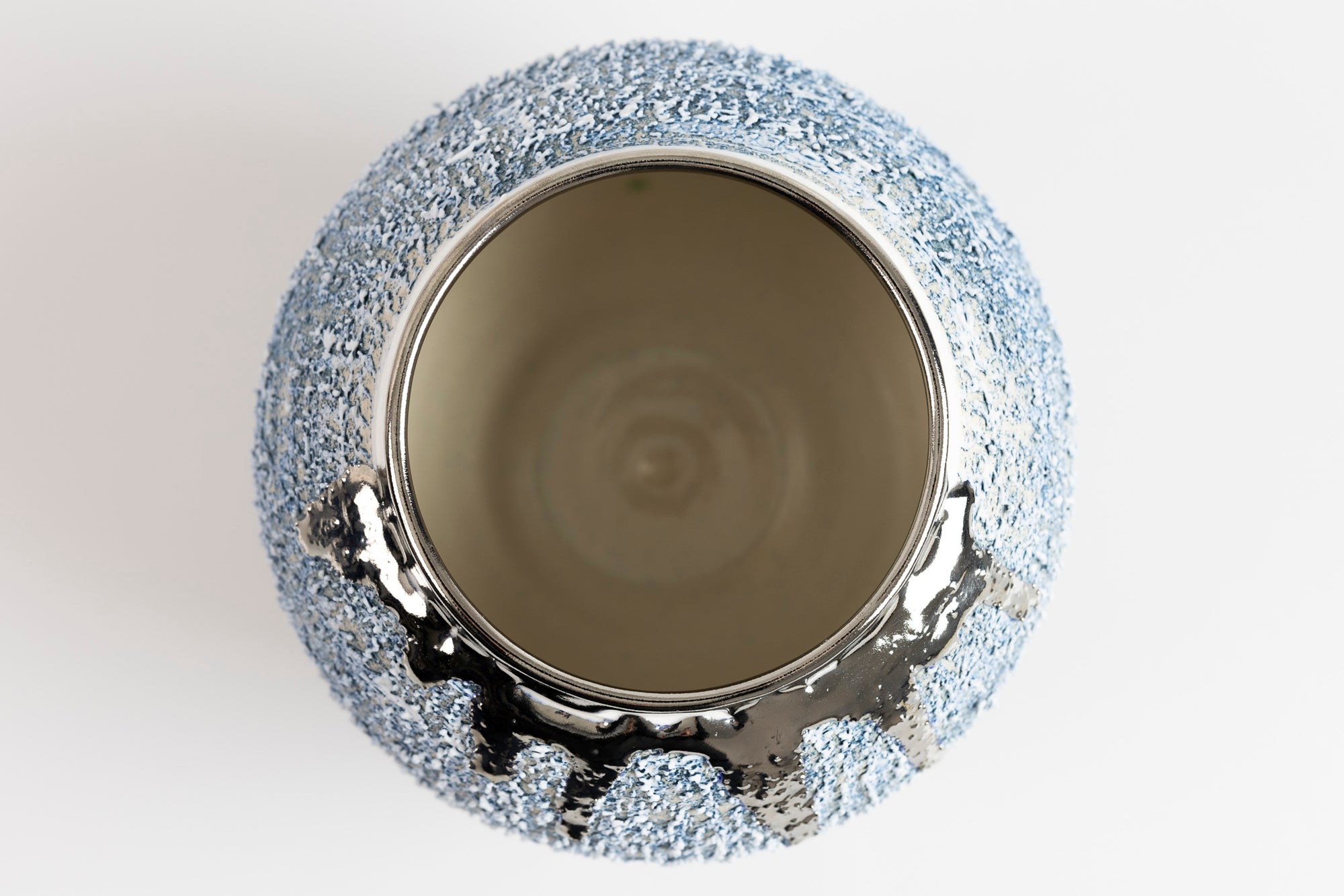 Textured moon jar with platinum lustre, by Alex McCarthy, available from Padstow Gallery, Cornwall