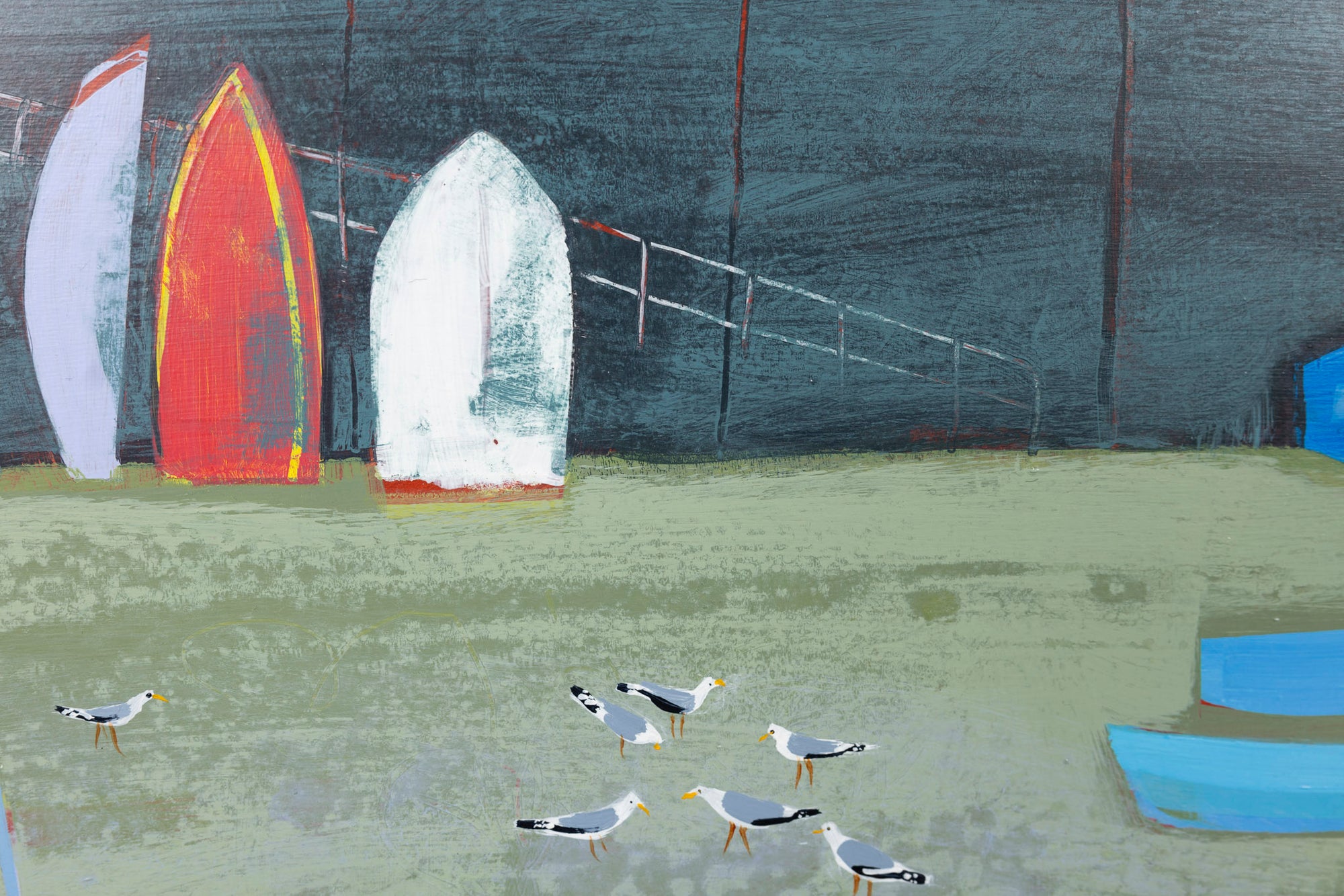 Chasing Seagulls, by Emma Dunbar, available from Padstow Gallery, Cornwall