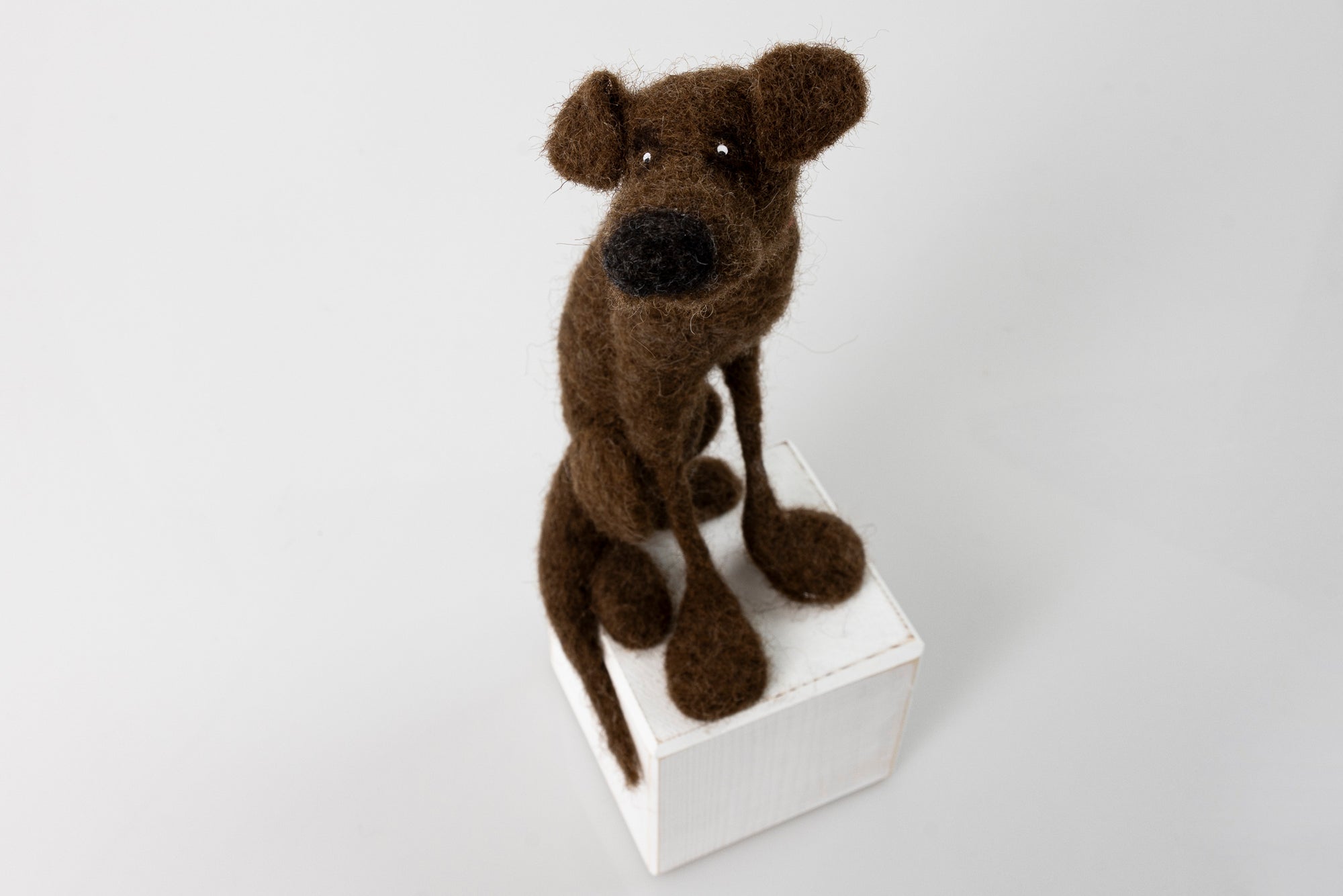 'Tyrone' needlefelt character dog by Kate Toms, available at Padstow Gallery, Cornwall