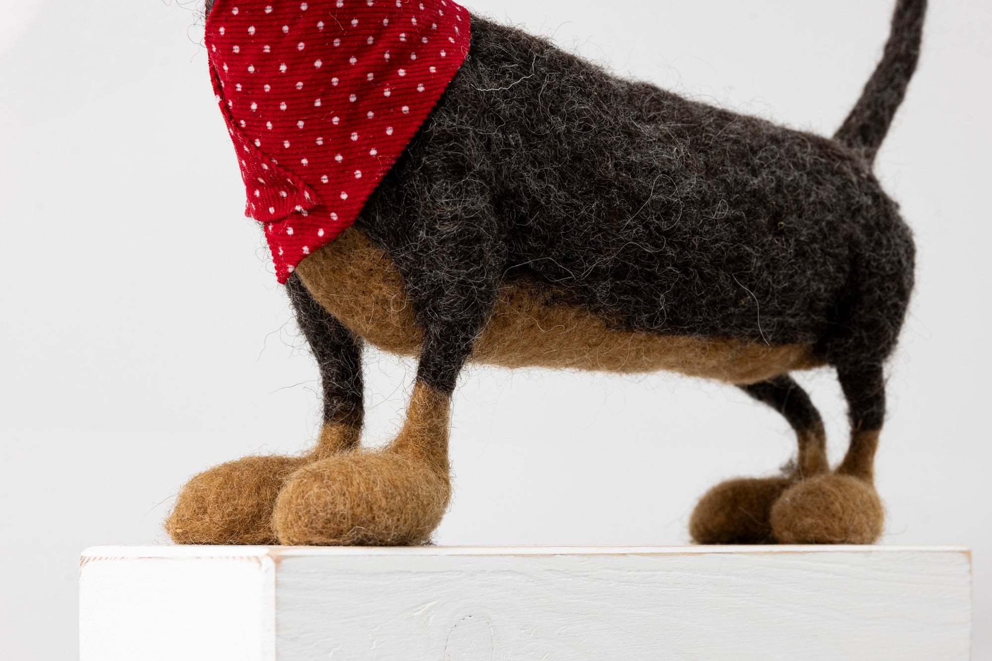 'Jackson' needlefelt character dog by Kate Toms, available at Padstow Gallery, Cornwall