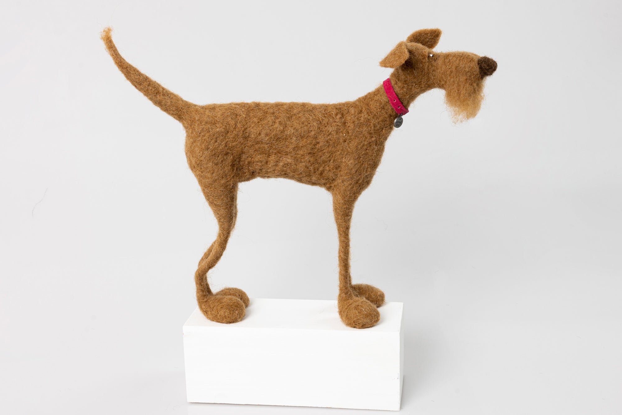 'Brisket' needlefelt character dog by Kate Toms, available at Padstow Gallery, Cornwall