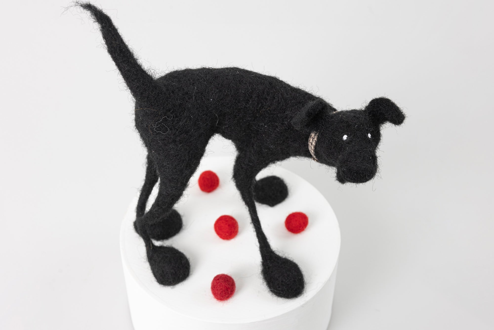 'Billy The Bugger' needlefelt character dog by Kate Toms, available at Padstow Gallery, Cornwall