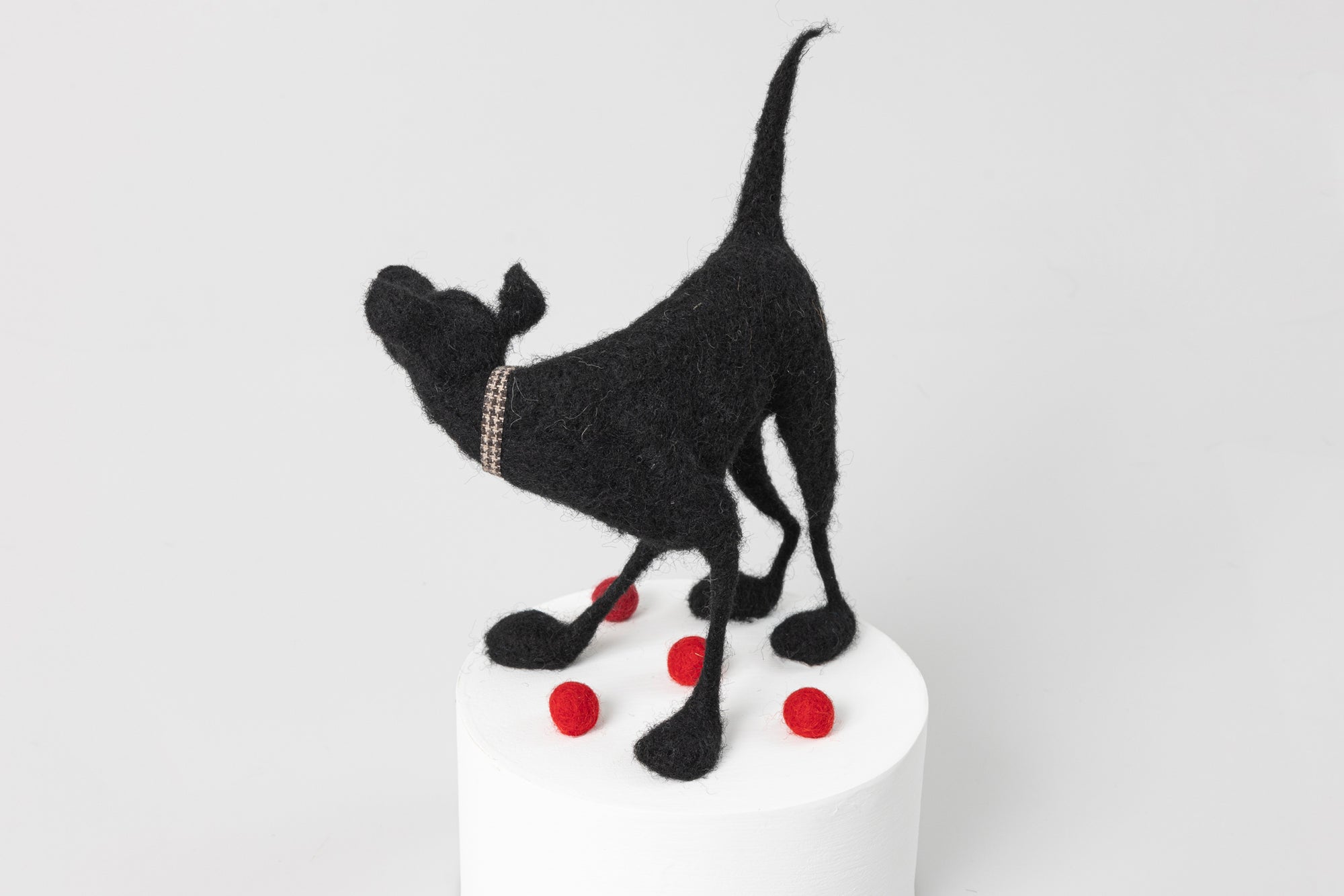 'Billy The Bugger' needlefelt character dog by Kate Toms, available at Padstow Gallery, Cornwall