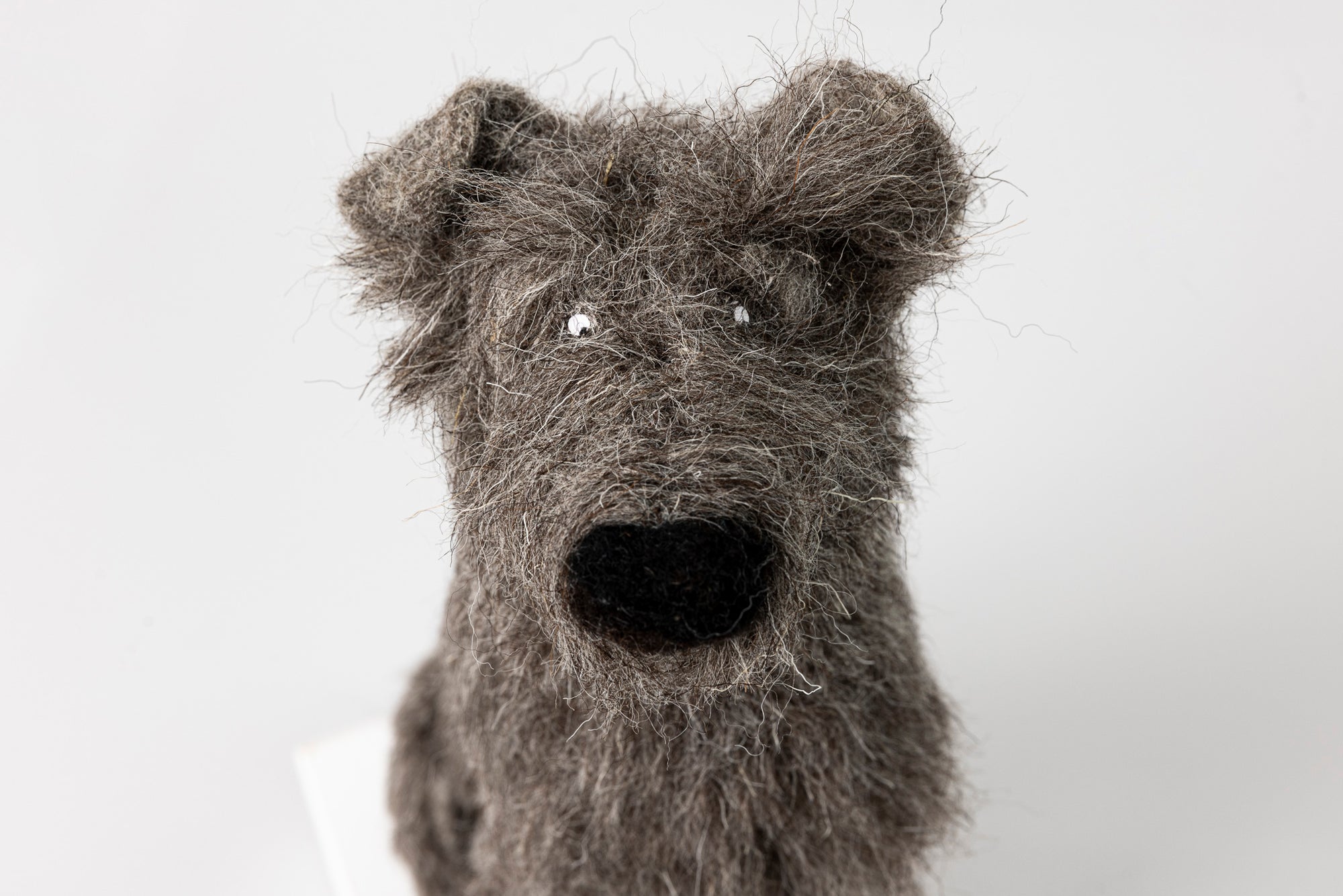 'Wolfie' needlefelt character dog by Kate Toms, available at Padstow Gallery, Cornwall