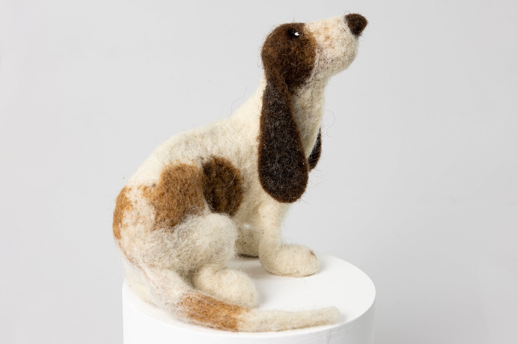 'Jarvis' needlefelt character dog by Kate Toms, available at Padstow Gallery, Cornwall