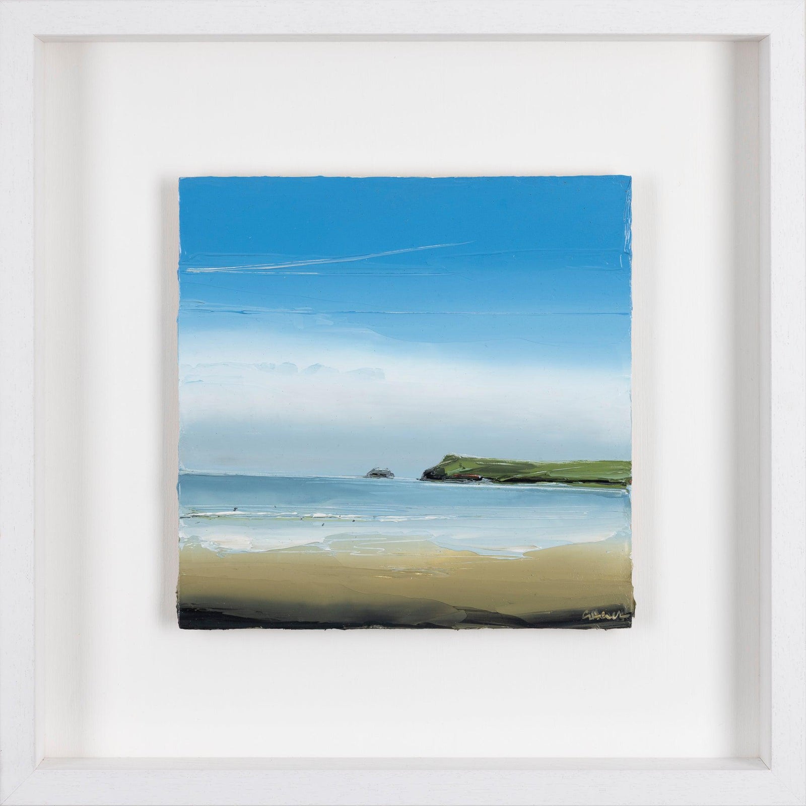 Soft Horizon, Polzeath oil original painting by Georgia Hart, available at Padstow Gallery, Cornwall