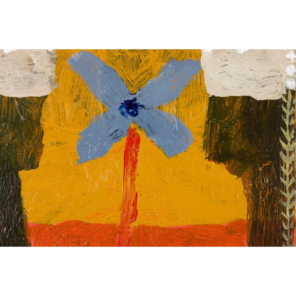 Close up detail of 'Potted' mixed media and oil original by David Pearce fine art, available at Padstow Gallery, Cornwall 