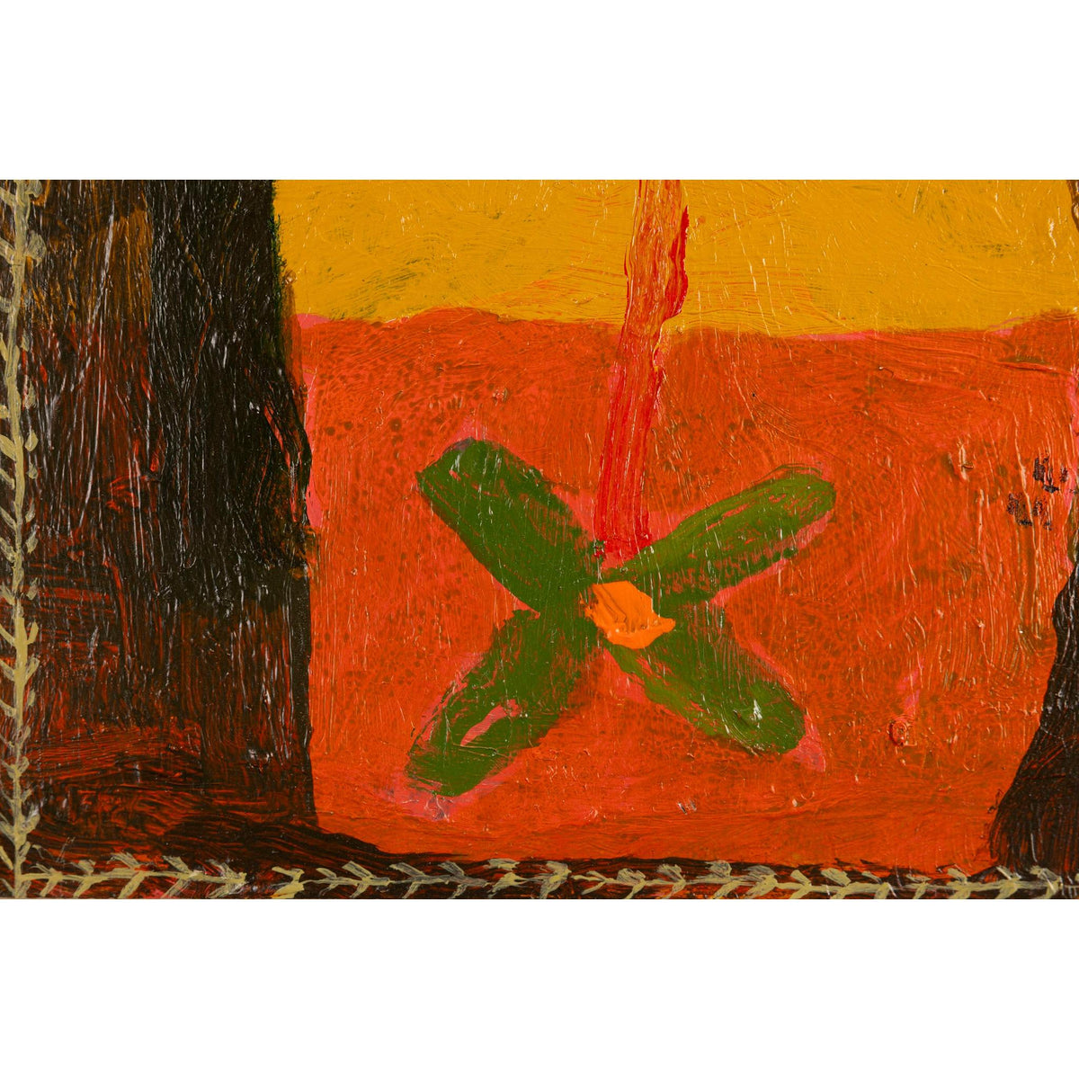 Close up detail of 'Potted' mixed media and oil original by David Pearce fine art, available at Padstow Gallery, Cornwall 