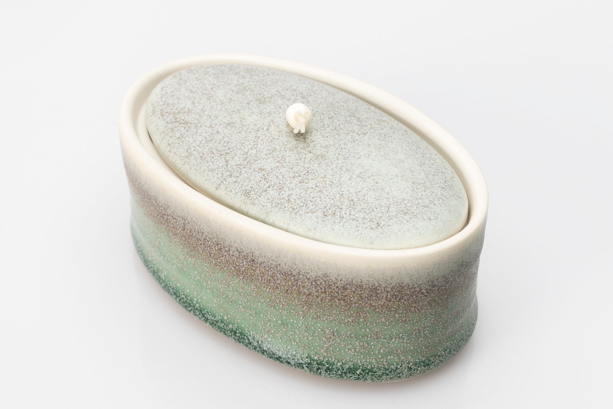 Stoneware oval container by Kate Schuricht ceramics, available at Padstow Gallery Cornwall