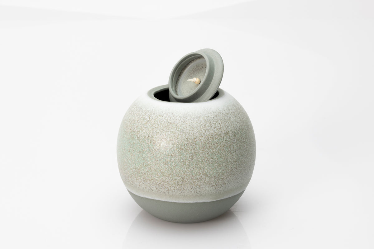 Lunar Stoneware Sphere pot by Kate Schuricht ceramics, available at Padstow Gallery Cornwall