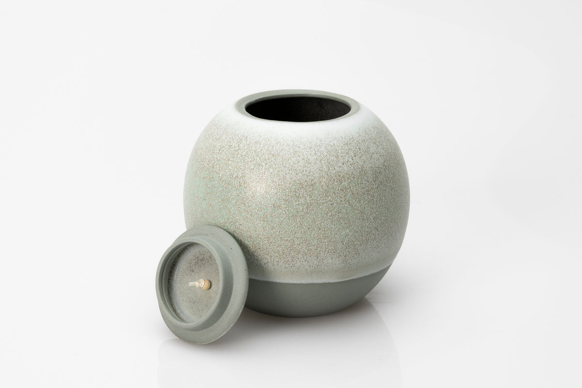 Lunar Stoneware Sphere pot by Kate Schuricht ceramics, available at Padstow Gallery Cornwall