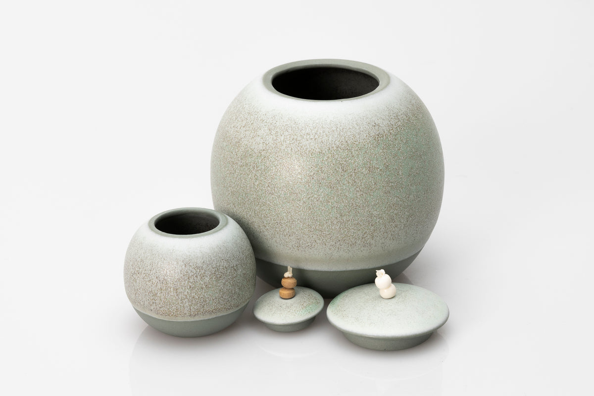 Lunar Stoneware Sphere pot by Kate Schuricht ceramics, available at Padstow Gallery Cornwall