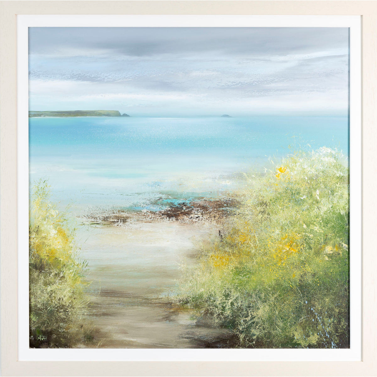 &#39;Summer Path Down To The Beach, Daymer Bay&#39; oil on canvas original by Amanda Hoskin, available at Padstow Gallery, Cornwall