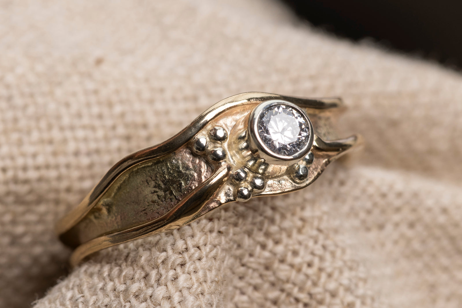 LG 139 Gold and Diamond Ring Size M 1/2 by Les Grimshaw available at Padstow Gallery Cornwall