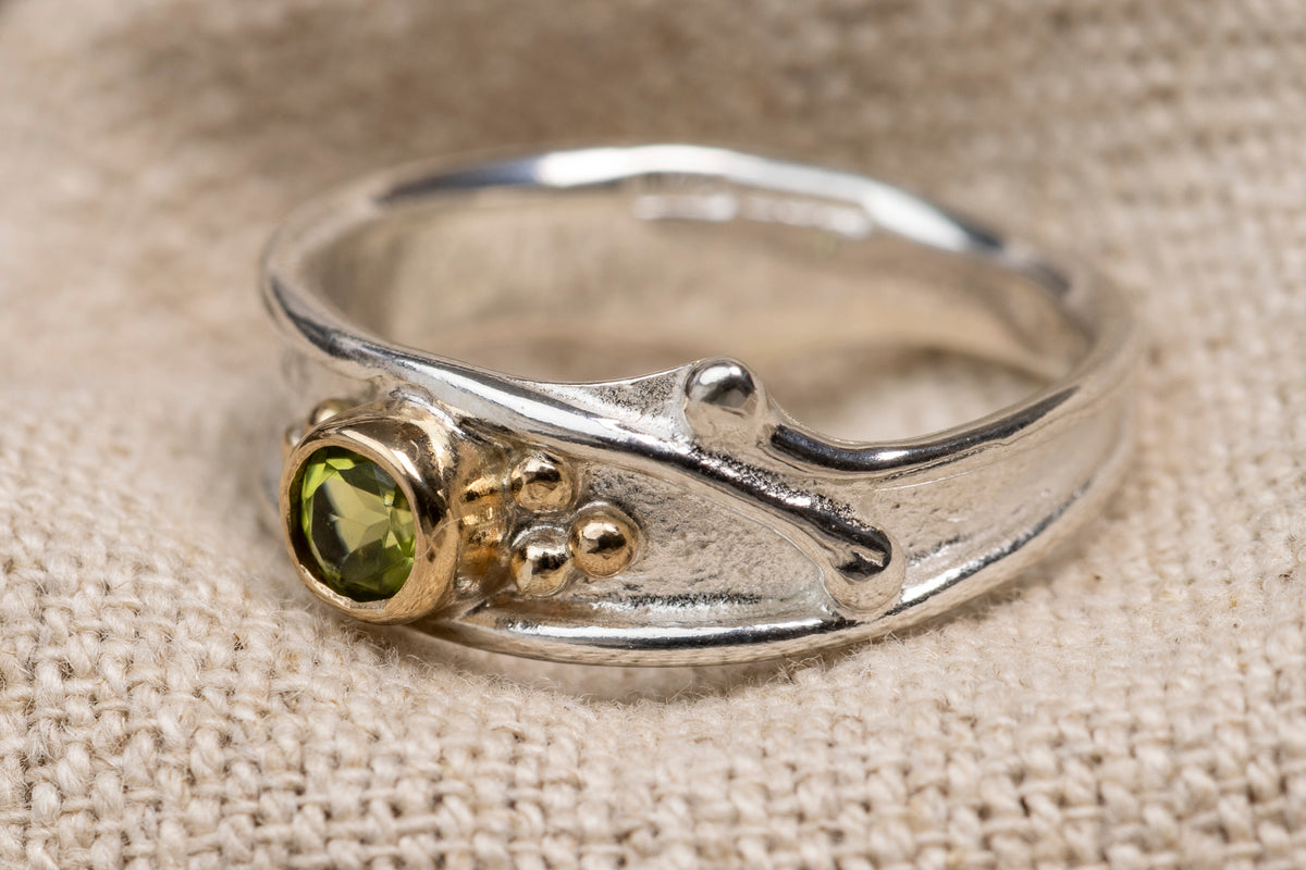 LG 135 Peridot Ring Size N 1/2 by Les Grimshaw available at Padstow Gallery Cornwall