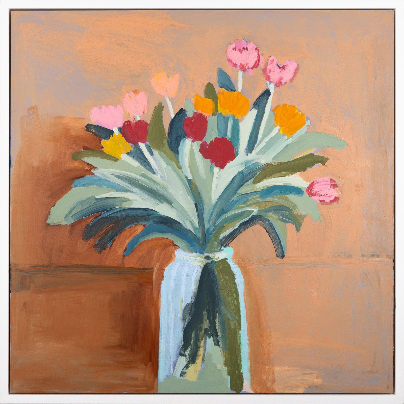 Arise 100x100cm, mixed media original painting by Alex Yarlett, available at Padstow Gallery, Cornwall