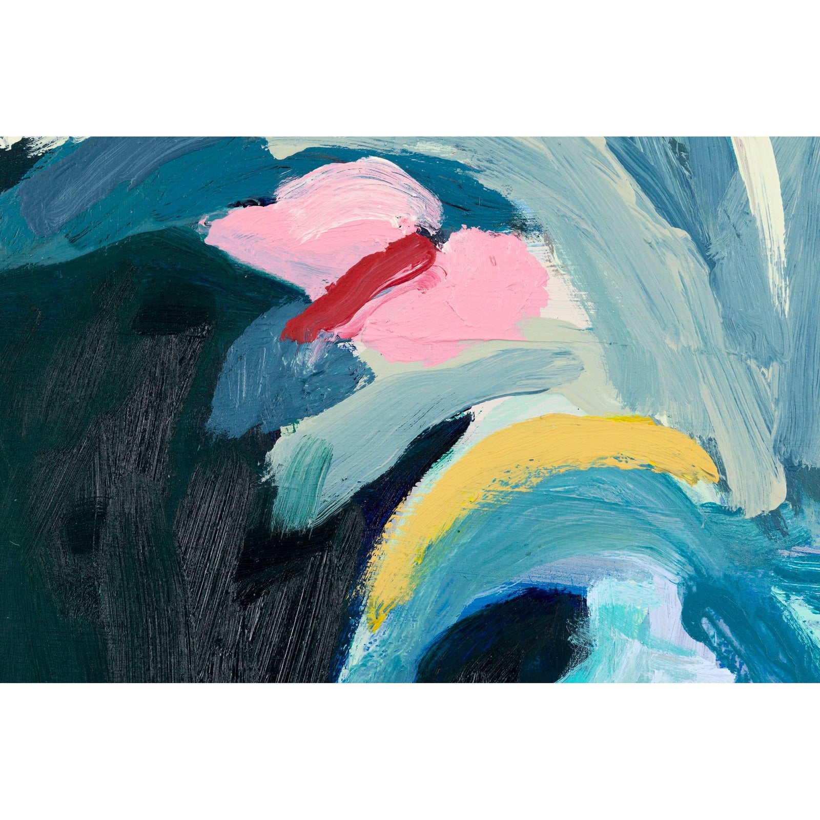 Close up of Fresh 2, mixed media original painting by Alex Yarlett, available at Padstow Gallery, Cornwall