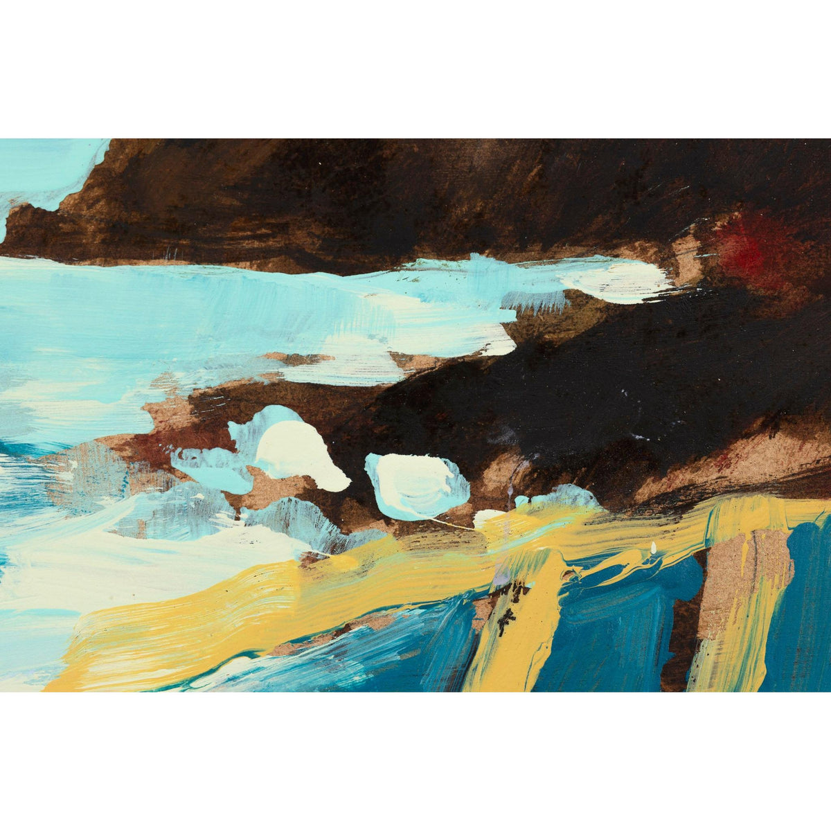 Close up of Footsteps, mixed media original painting by Alex Yarlett, available at Padstow Gallery, Cornwall