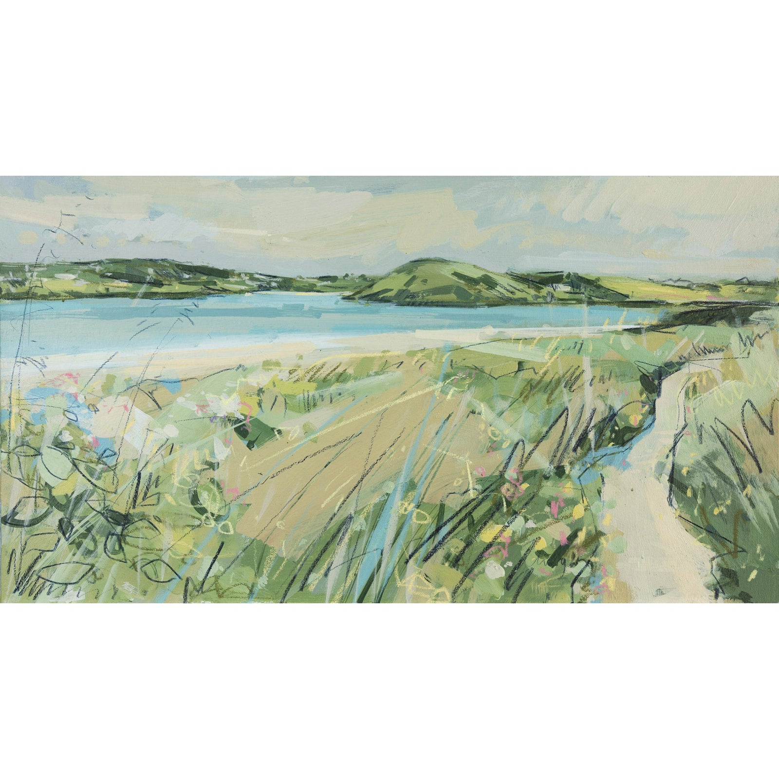 ‘Summer Sands’ mixed media by Imogen Bone. Available at Padstow Gallery, Cornwall