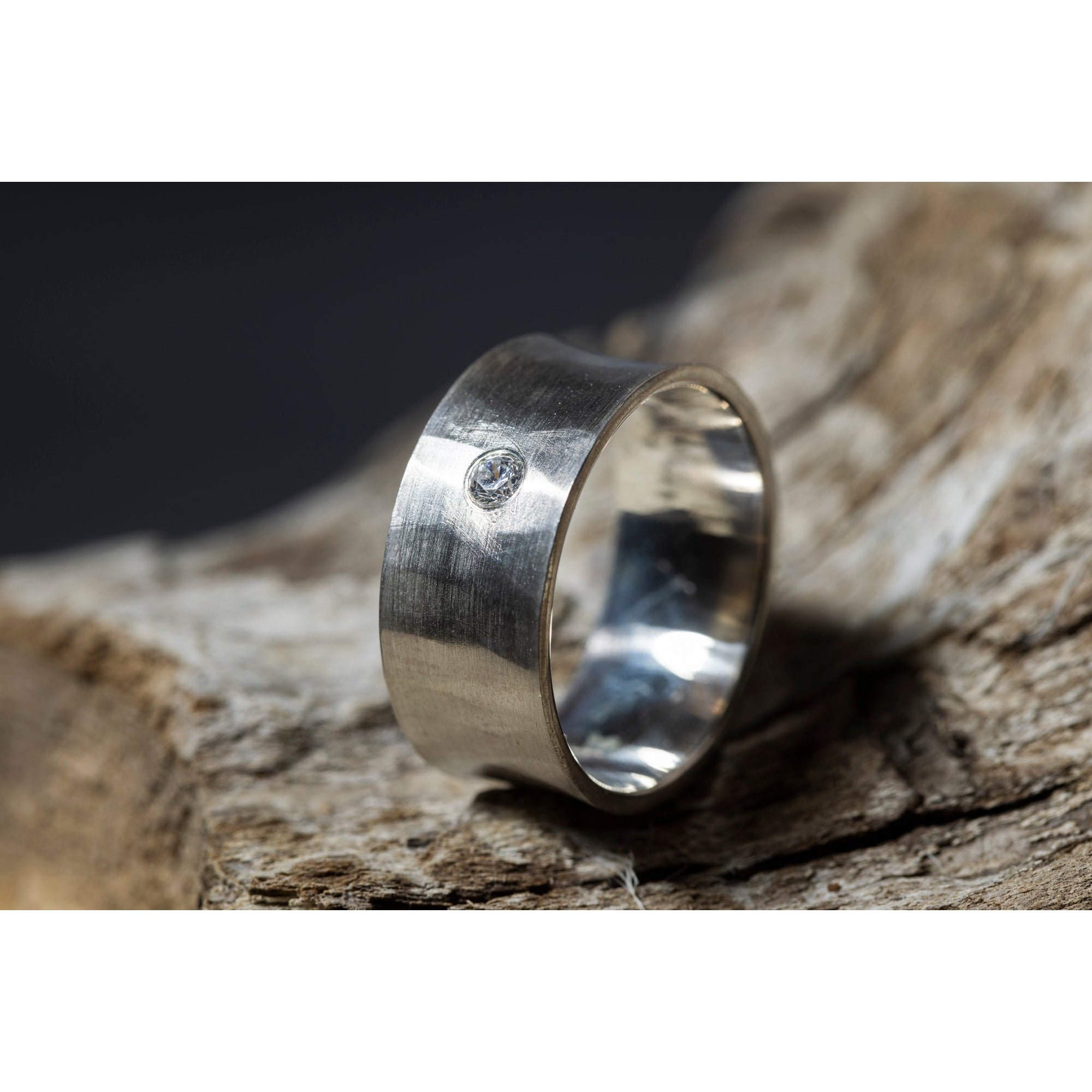 'LG107 - Silver and 9ct Gold 3mm CZ Ring ' by Les Grimshaw, available at Padstow Gallery, Cornwall