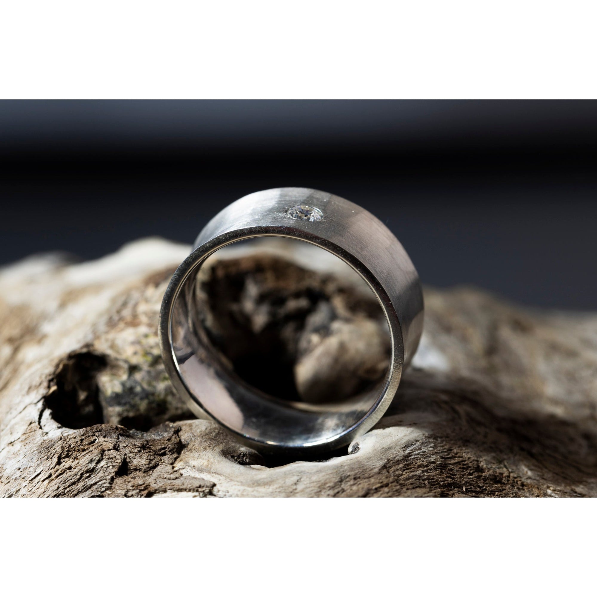 'LG107 - Silver and 9ct Gold 3mm CZ Ring ' by Les Grimshaw, available at Padstow Gallery, Cornwall