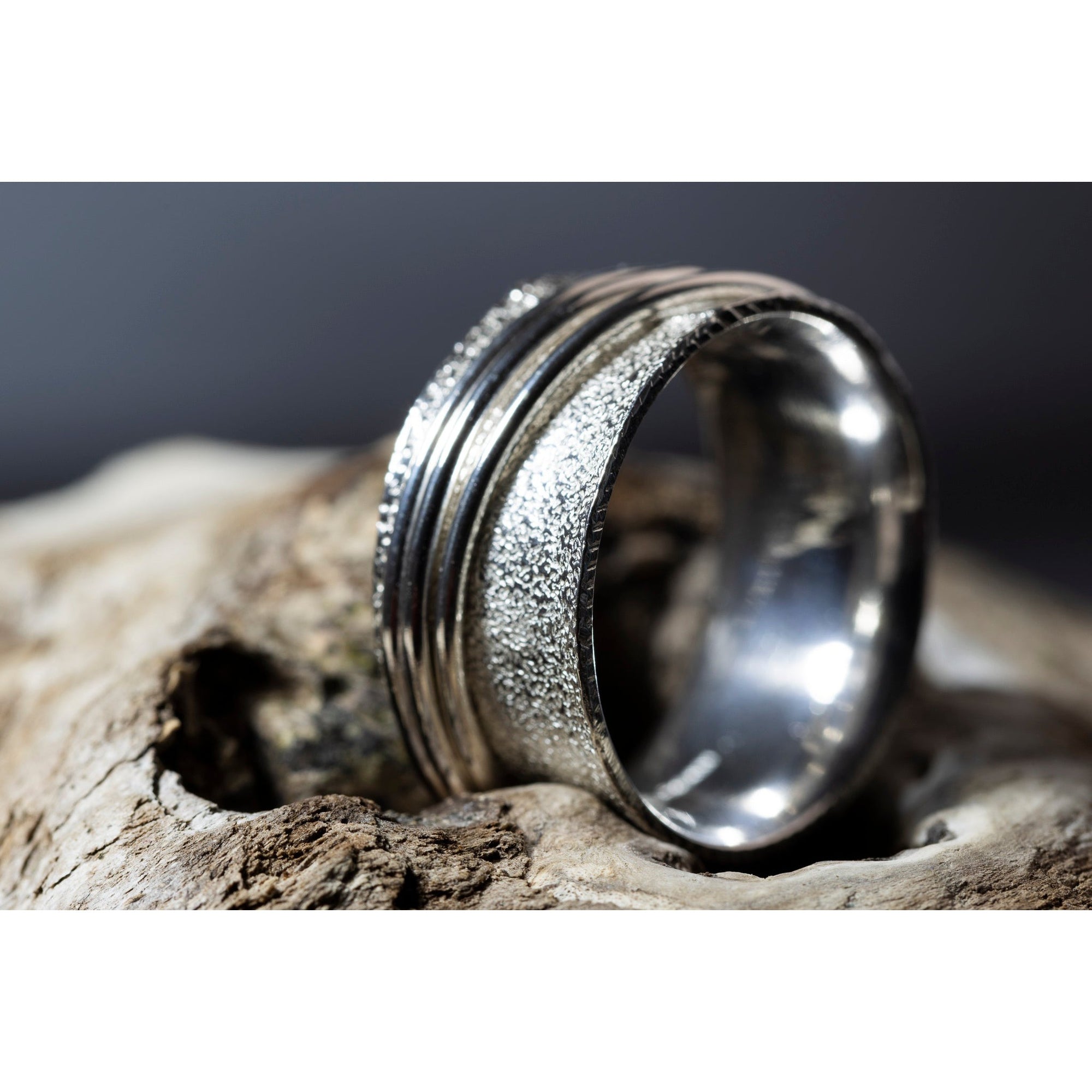 'LG106 - Silver Triple Worry  Ring ' by Les Grimshaw, available at Padstow Gallery, Cornwall