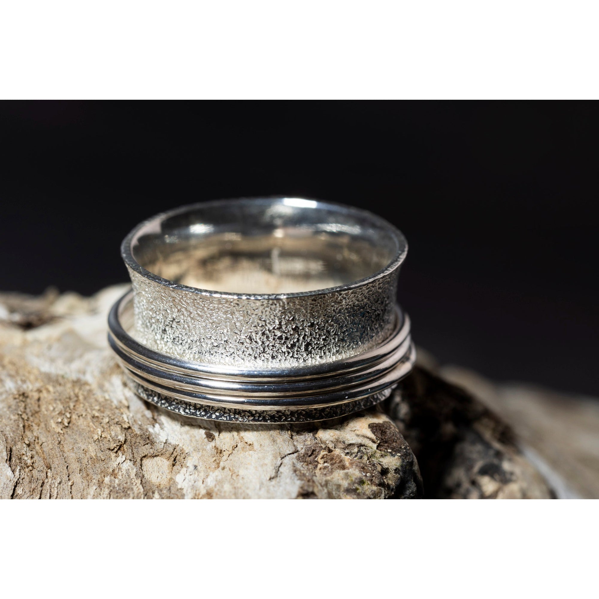 'LG106 - Silver Triple Worry  Ring ' by Les Grimshaw, available at Padstow Gallery, Cornwall