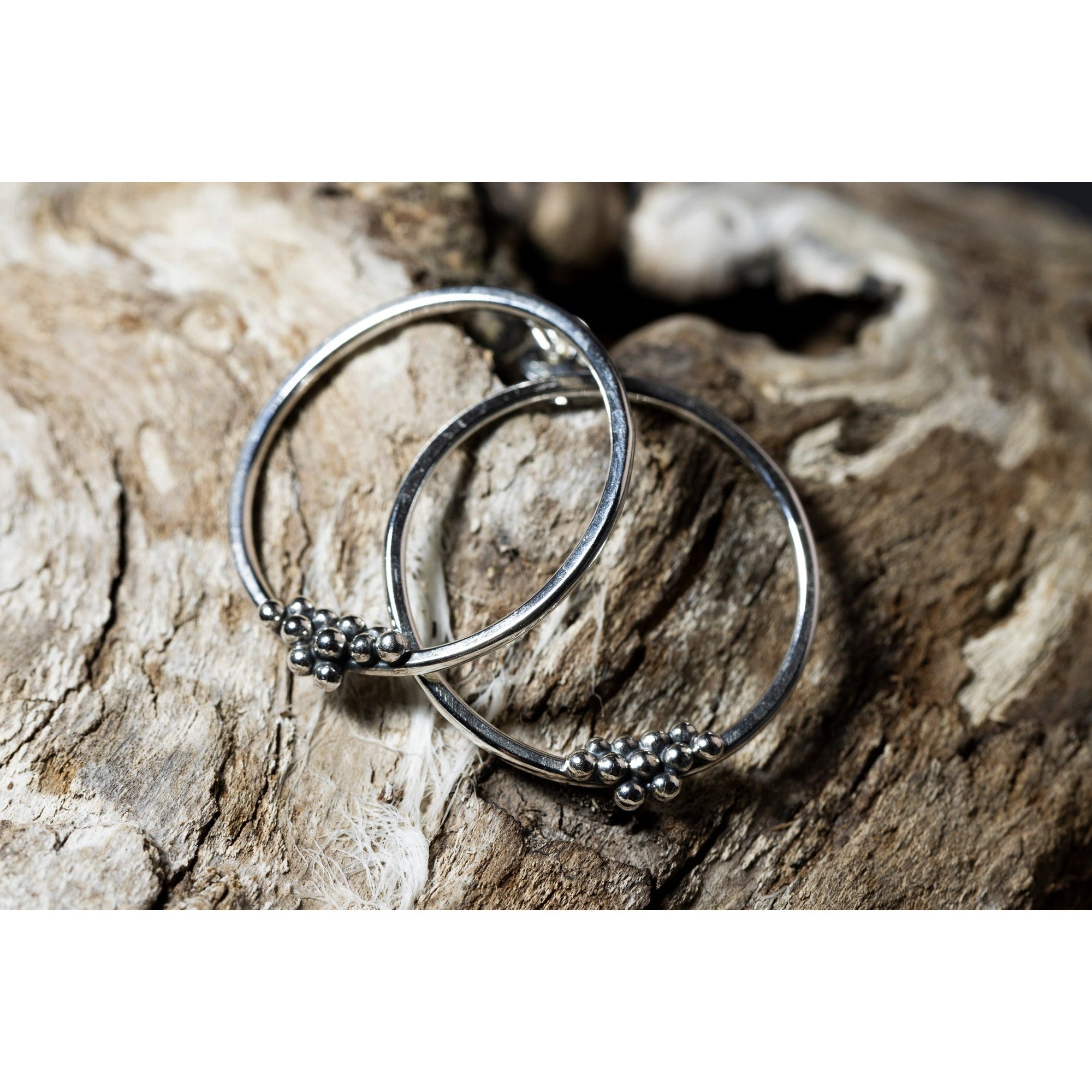 SA Ea146 Silver hoop stud earrings' by Sandra Austin jewellery, available at Padstow Gallery, Cornwall