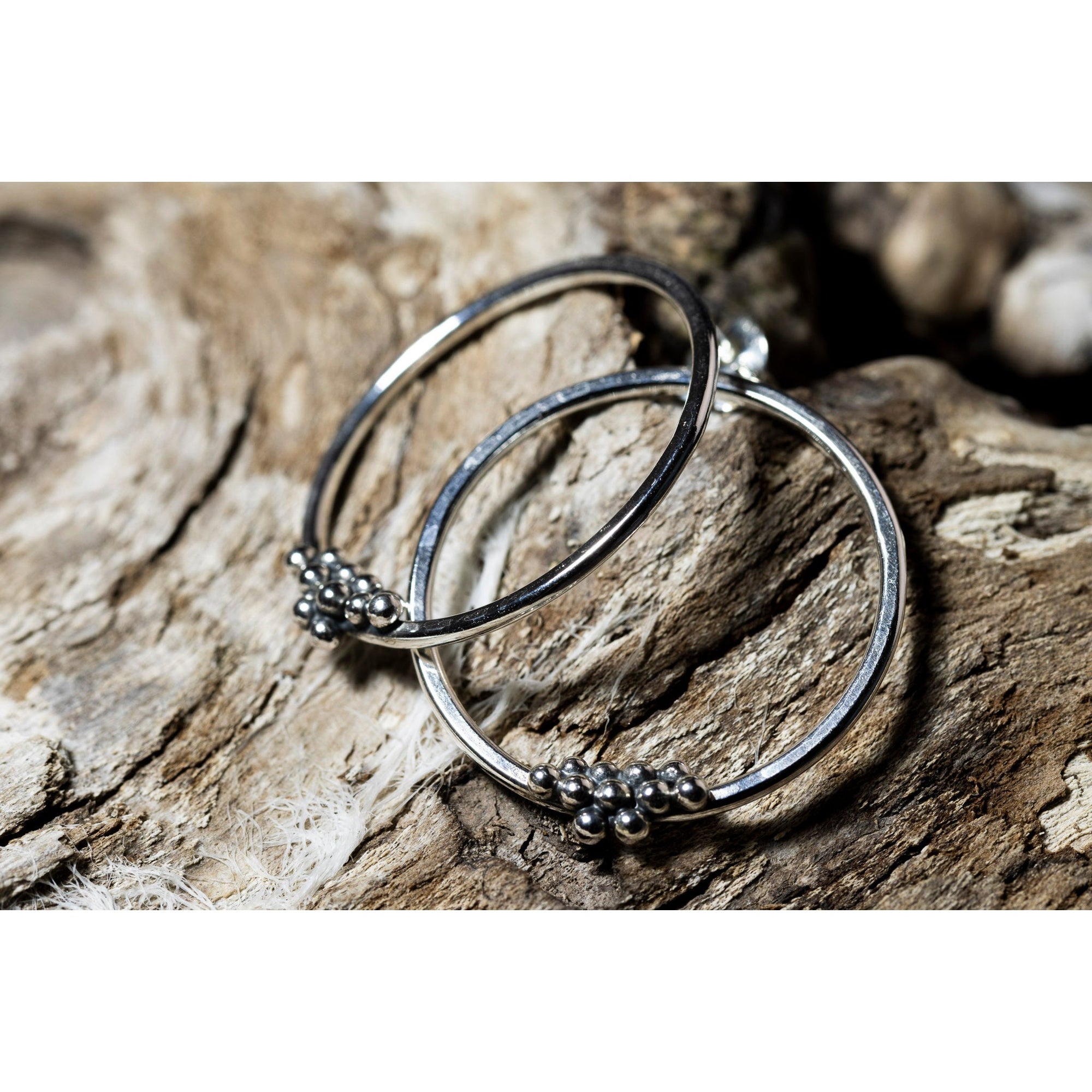 SA Ea146 Silver hoop stud earrings' by Sandra Austin jewellery, available at Padstow Gallery, Cornwall