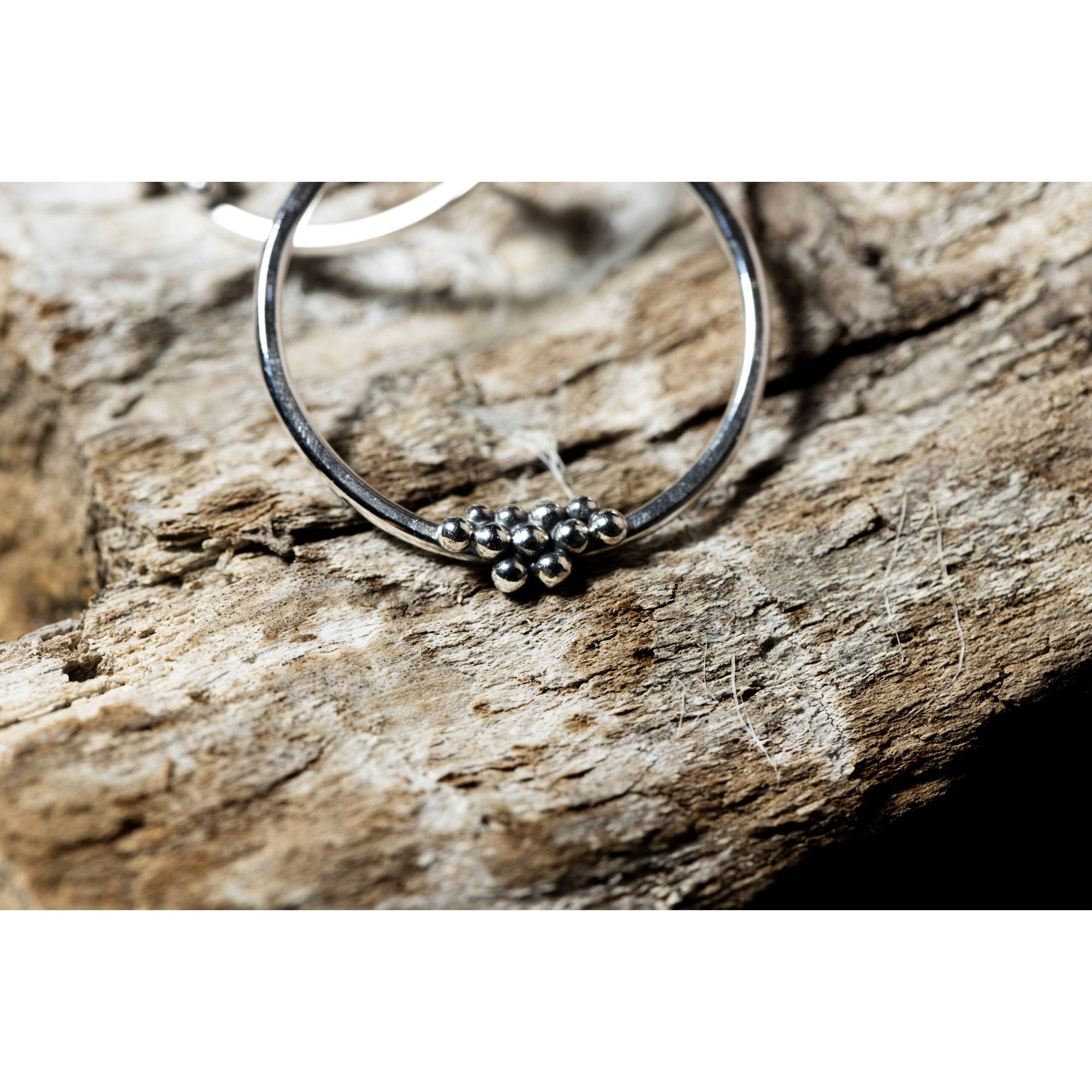 SA Ea146 Silver hoop stud earrings' by Sandra Austin jewellery, available at Padstow Gallery, Cornwall